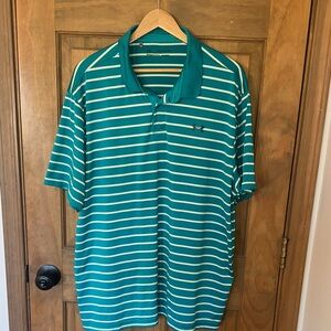 Under Armour Men's Teal and White Polo